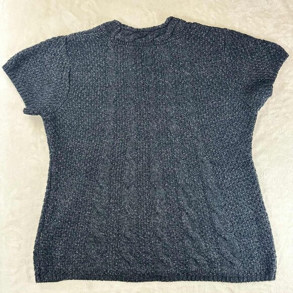 Roz & Ali 2X Short Sleeve Knit Sweater Metallic Cable Design - Picture 5 of 14